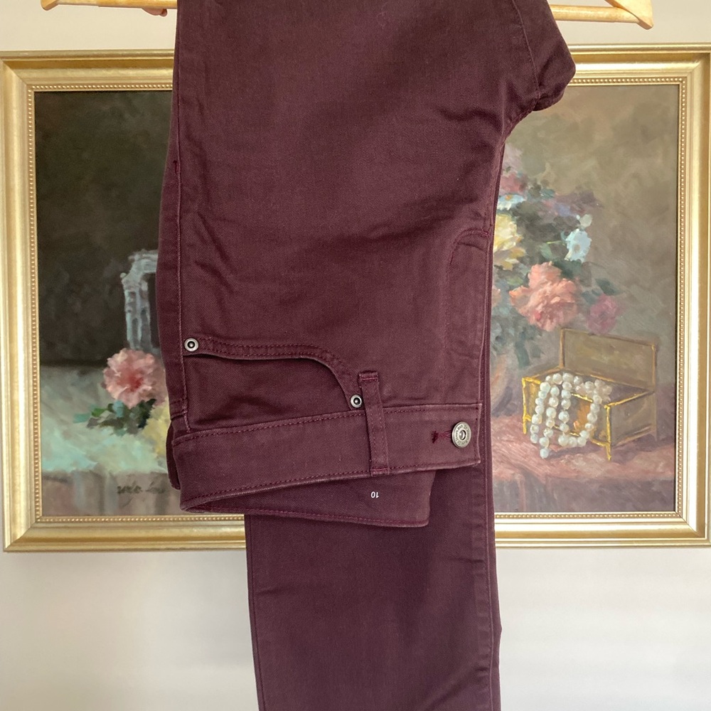 St Johns Bay burgundy denim skinny jeans 10